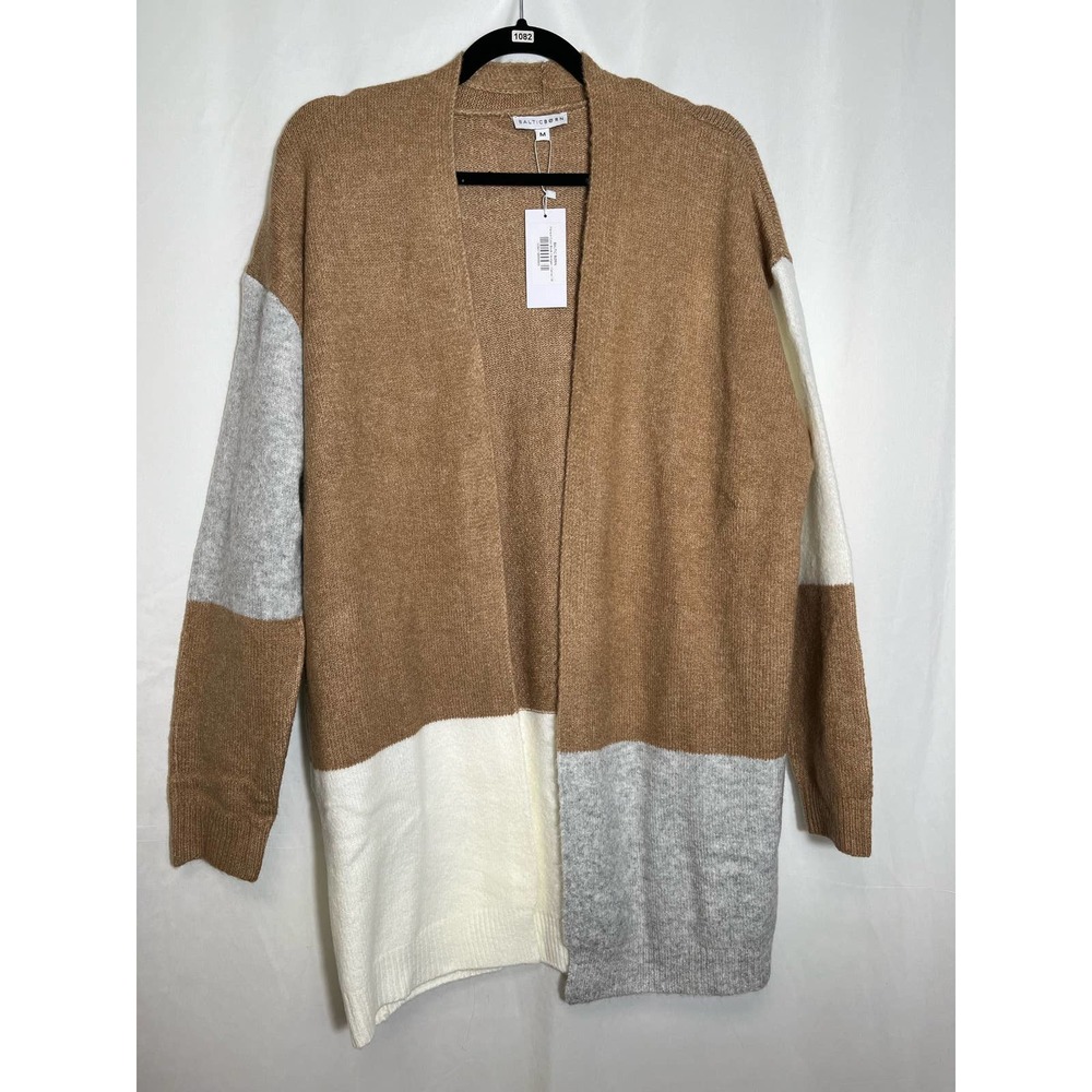 NWT Baltic Born Tan White Gray Colorblock Oversized Cardigan Sz M